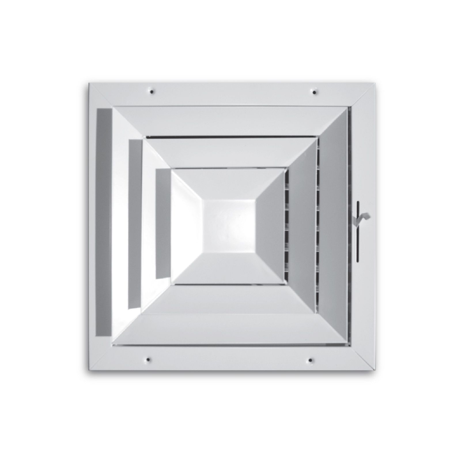 TRUaire 560M 10X10 - High Capacity Step-Down Square Ceiling Directional Diffuser, White, 10" X 10"